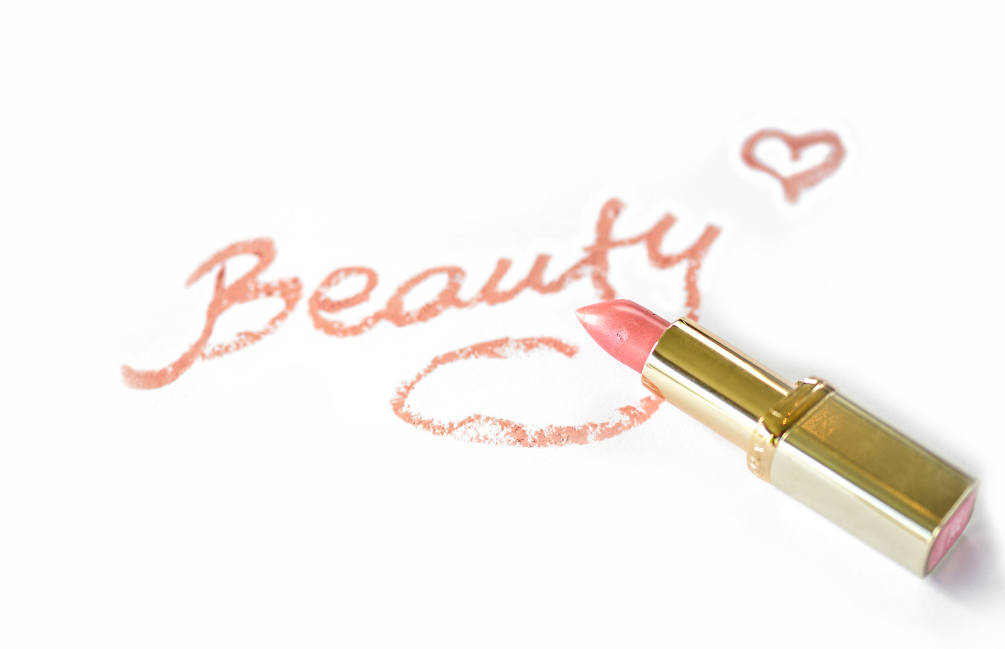 "Beauty" Written With Pink Lipstick